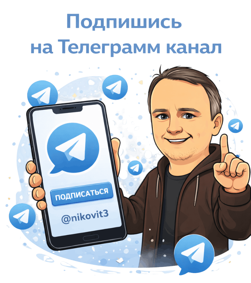 подпишись на телеграмм канал, кнопка подписаться, канал @nikovit3