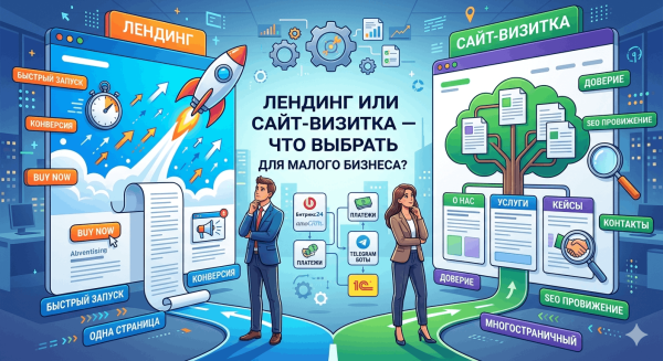 Лендинг или сайт-визитка — что выбрать для малого бизнеса